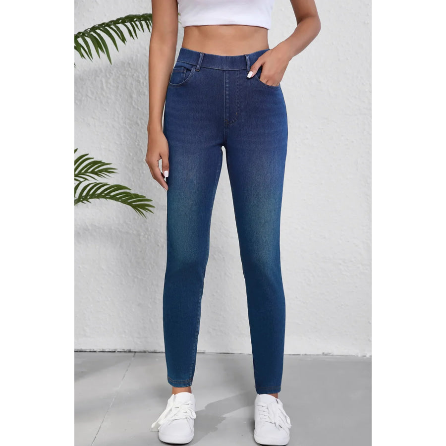 High Waist Skinny Jeans with Pockets Medium / S Apparel and Accessories