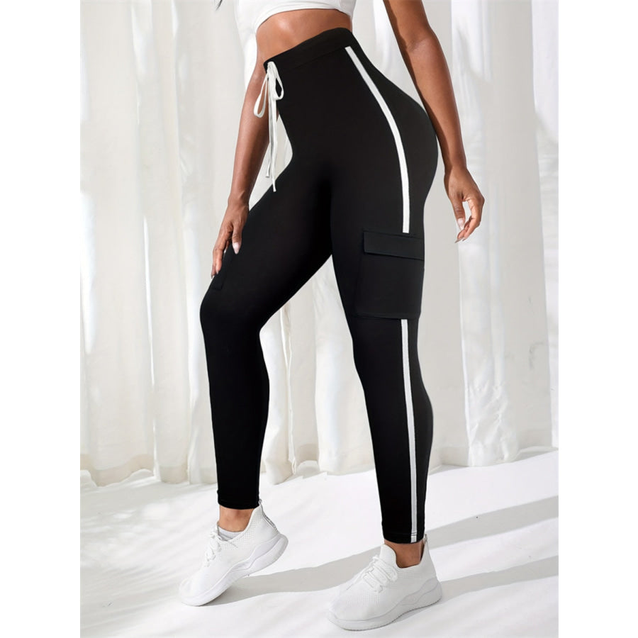 High Waist Skinny Pants with Pockets Apparel and Accessories