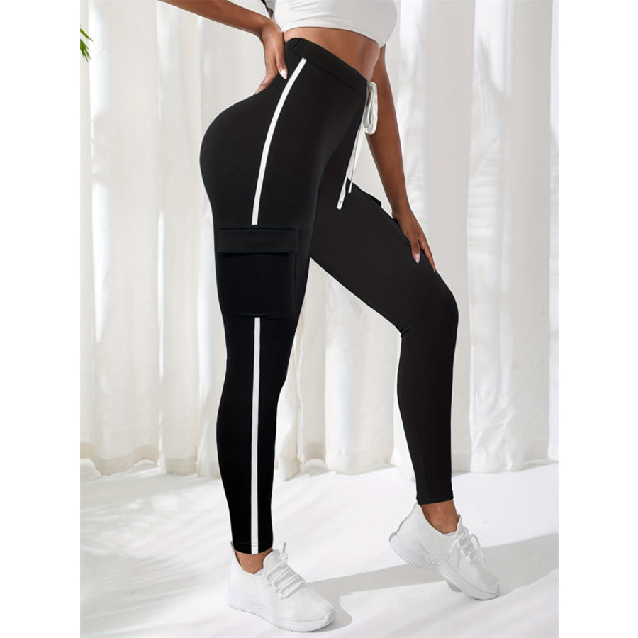 High Waist Skinny Pants with Pockets Black / S Apparel and Accessories