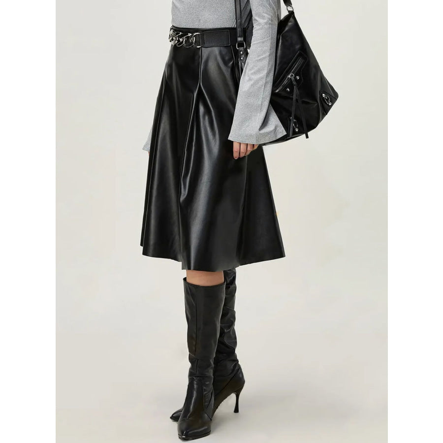 High Waist Skirt with Zipper Apparel and Accessories