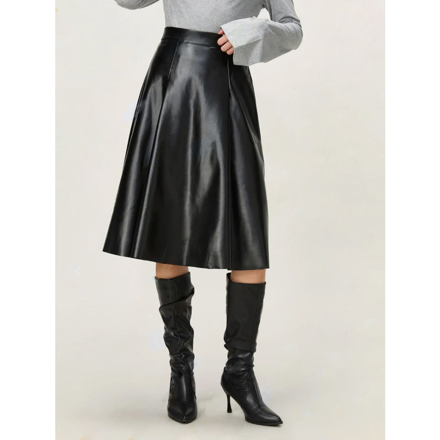 High Waist Skirt with Zipper Black / S Apparel and Accessories