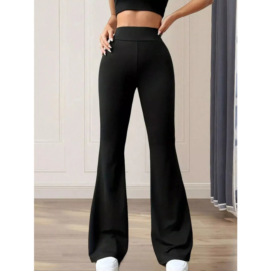 High Waist Slim Fit Flare Pants Black / S Apparel and Accessories