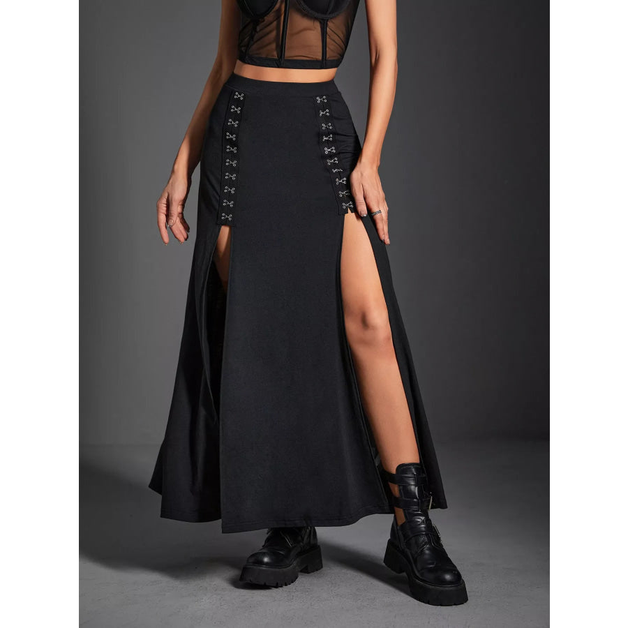 High Waist Slit Skirt Apparel and Accessories