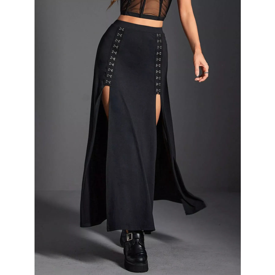 High Waist Slit Skirt Apparel and Accessories
