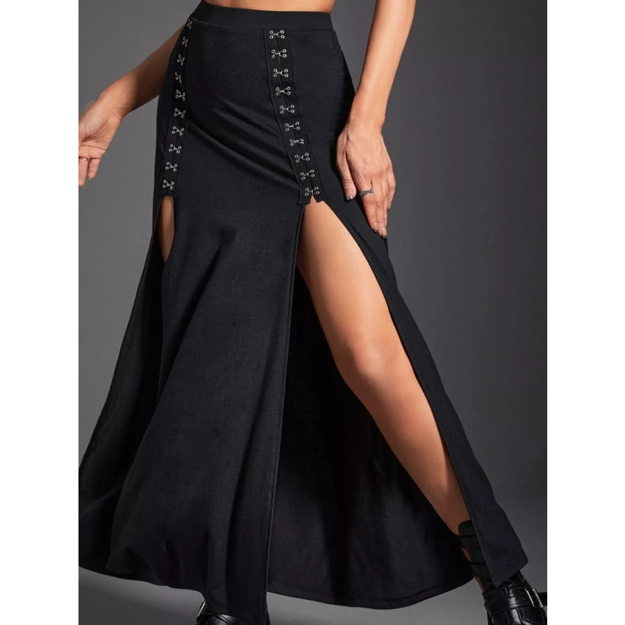 High Waist Slit Skirt Apparel and Accessories