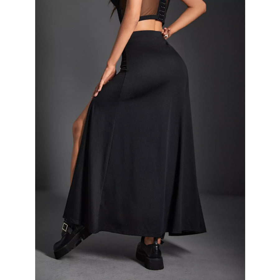 High Waist Slit Skirt Apparel and Accessories