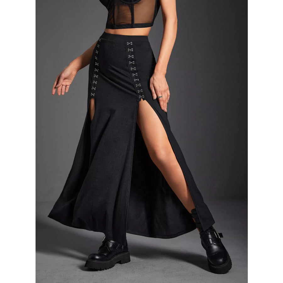 High Waist Slit Skirt Apparel and Accessories
