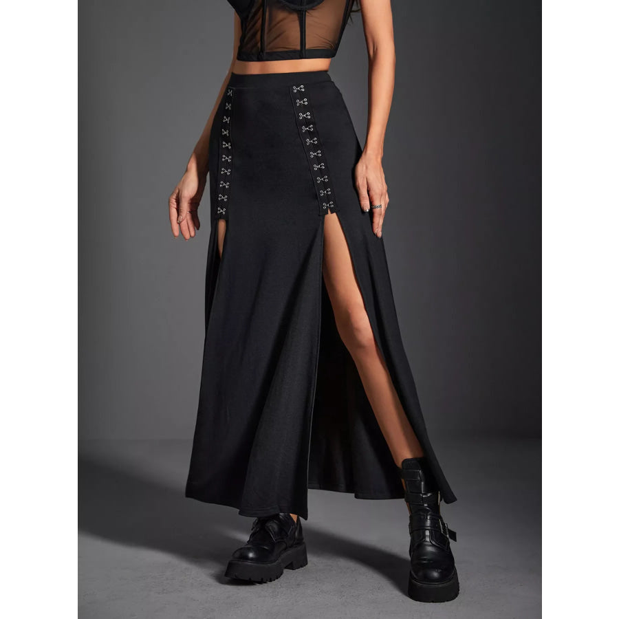 High Waist Slit Skirt Black / S Apparel and Accessories