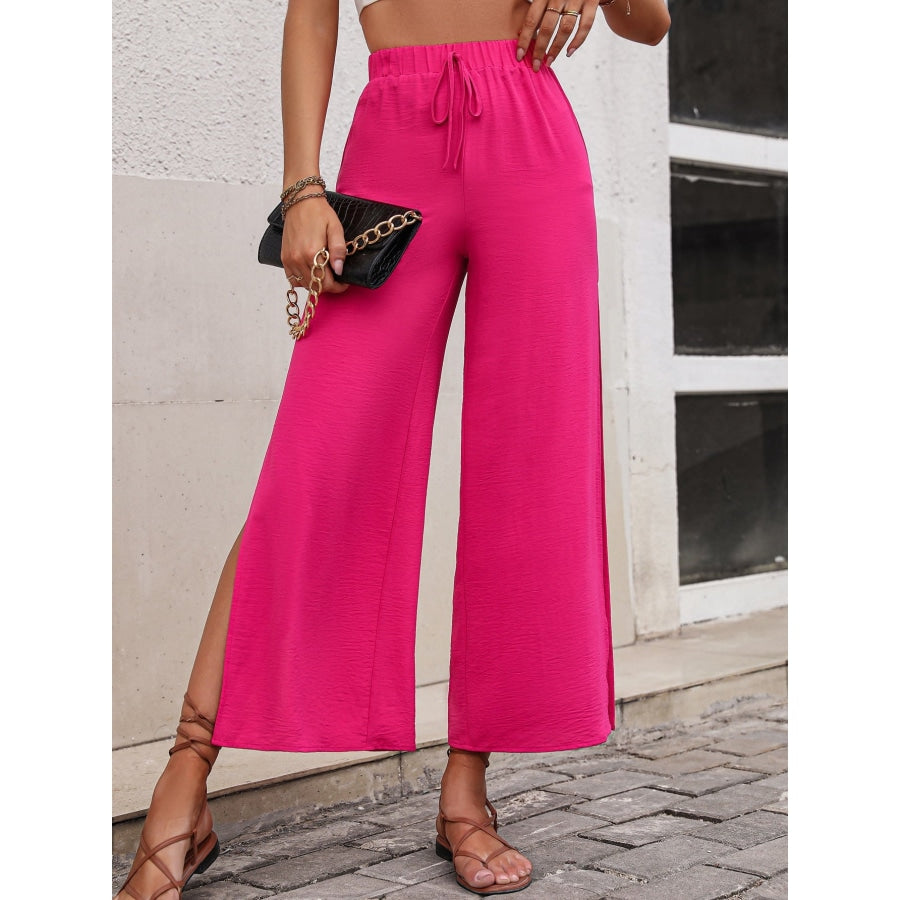 High Waist Slit Wide Leg Pants