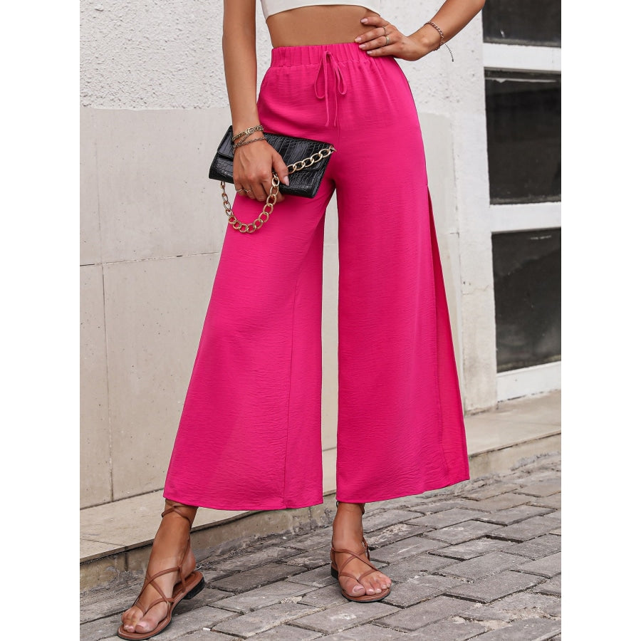 High Waist Slit Wide Leg Pants