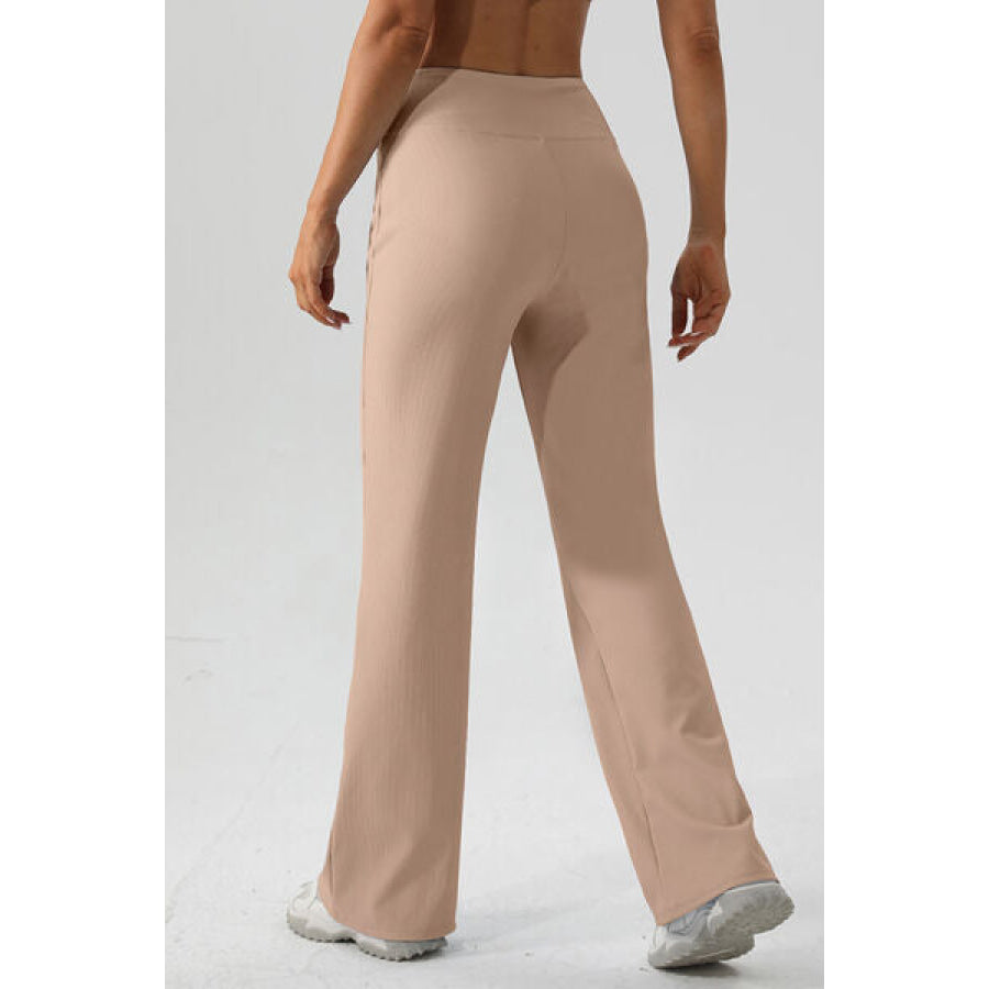 High Waist Straight Active Pants Camel / S Apparel and Accessories
