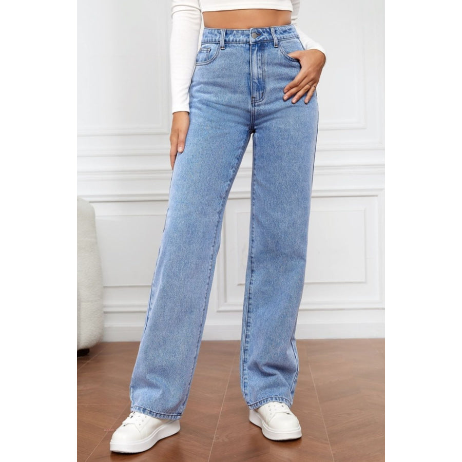 High Waist Straight Jeans Apparel and Accessories