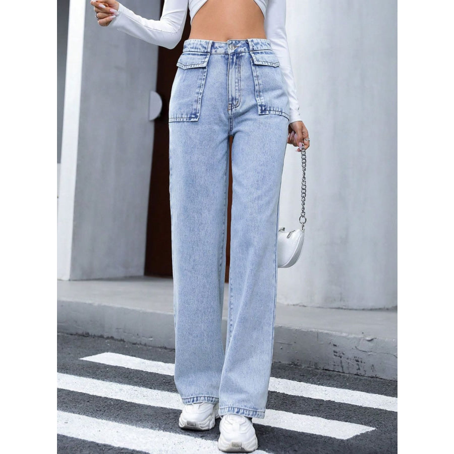 High Waist Straight Jeans Apparel and Accessories