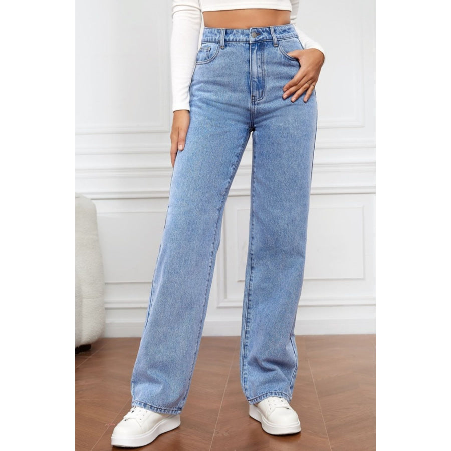 High Waist Straight Jeans Apparel and Accessories