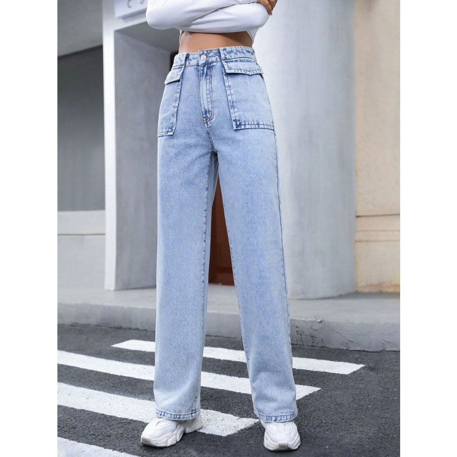 High Waist Straight Jeans Apparel and Accessories