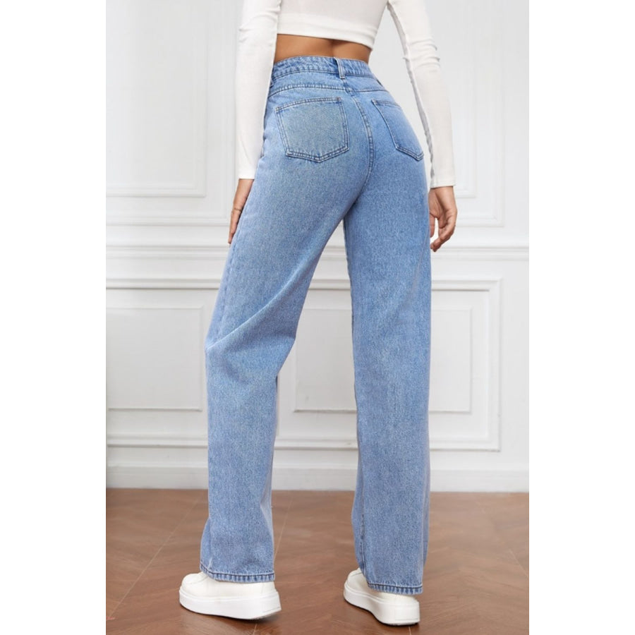 High Waist Straight Jeans Apparel and Accessories