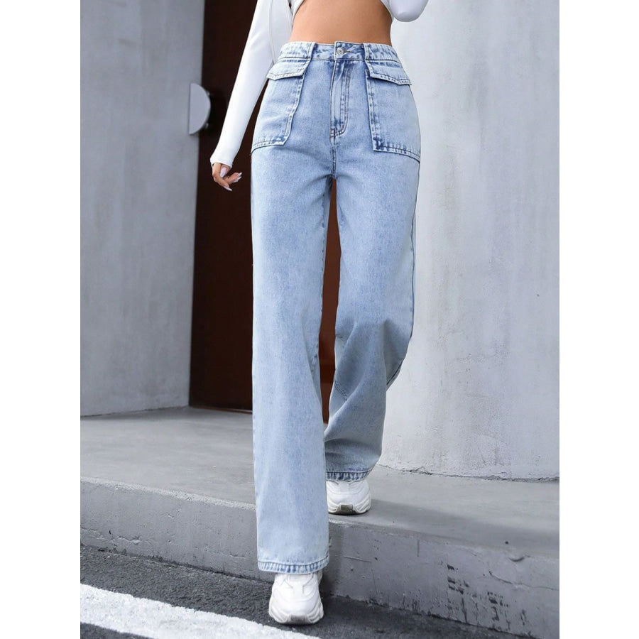 High Waist Straight Jeans Apparel and Accessories