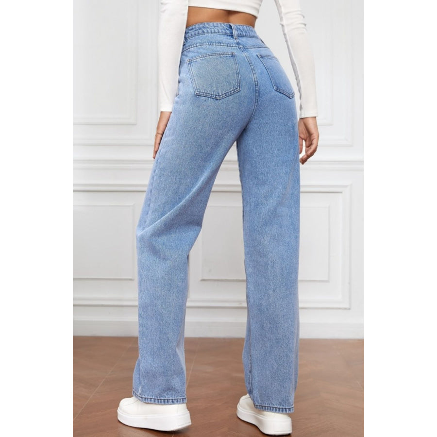 High Waist Straight Jeans Apparel and Accessories