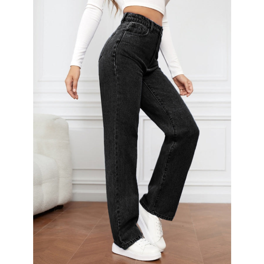 High Waist Straight Jeans Apparel and Accessories