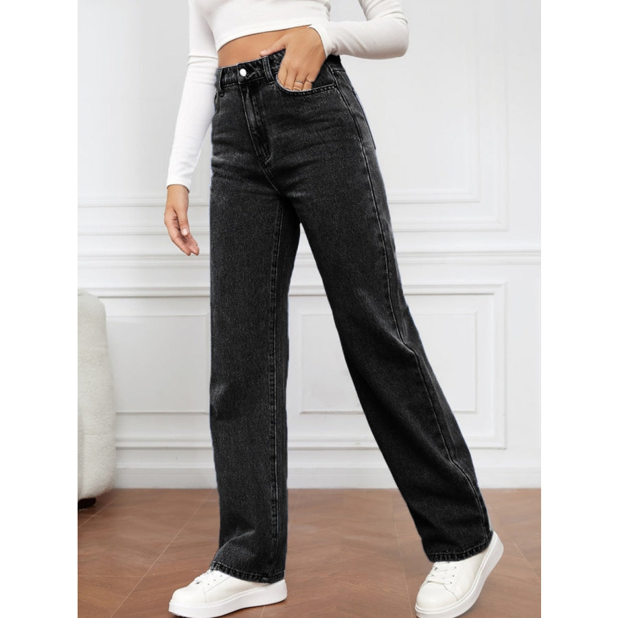 High Waist Straight Jeans Apparel and Accessories