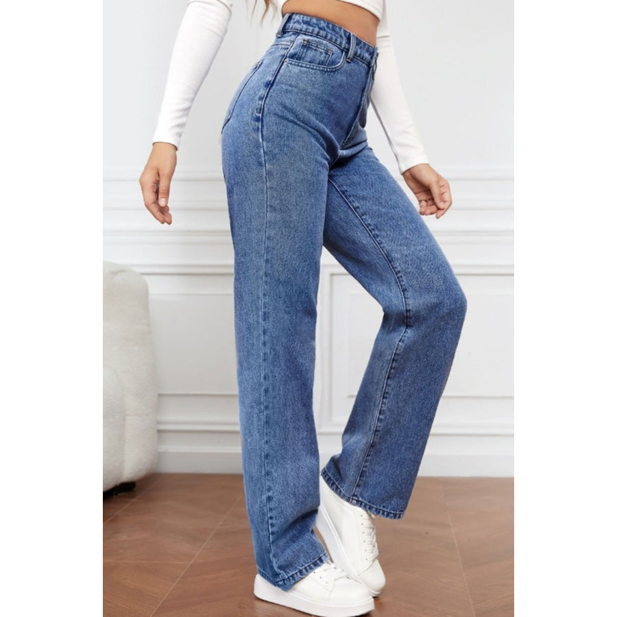 High Waist Straight Jeans Apparel and Accessories