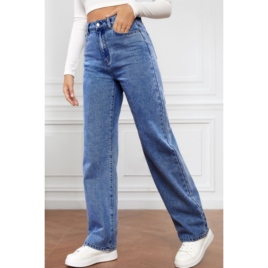 High Waist Straight Jeans Apparel and Accessories