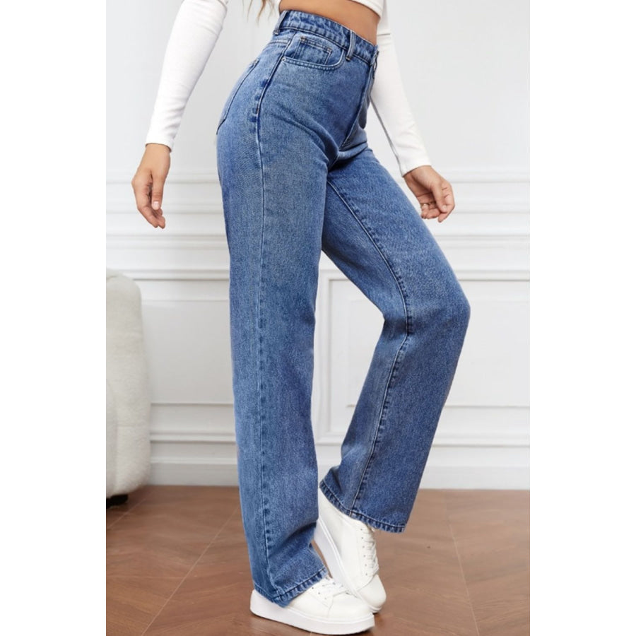 High Waist Straight Jeans Apparel and Accessories