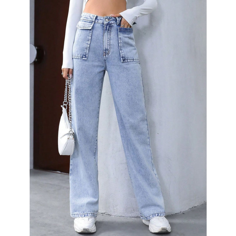 High Waist Straight Jeans Light / XS Apparel and Accessories