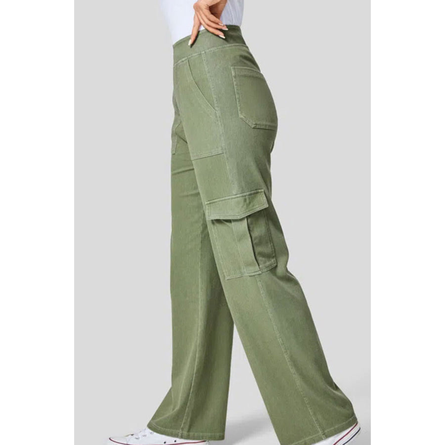 High Waist Straight Leg Cargo Jeans Apparel and Accessories