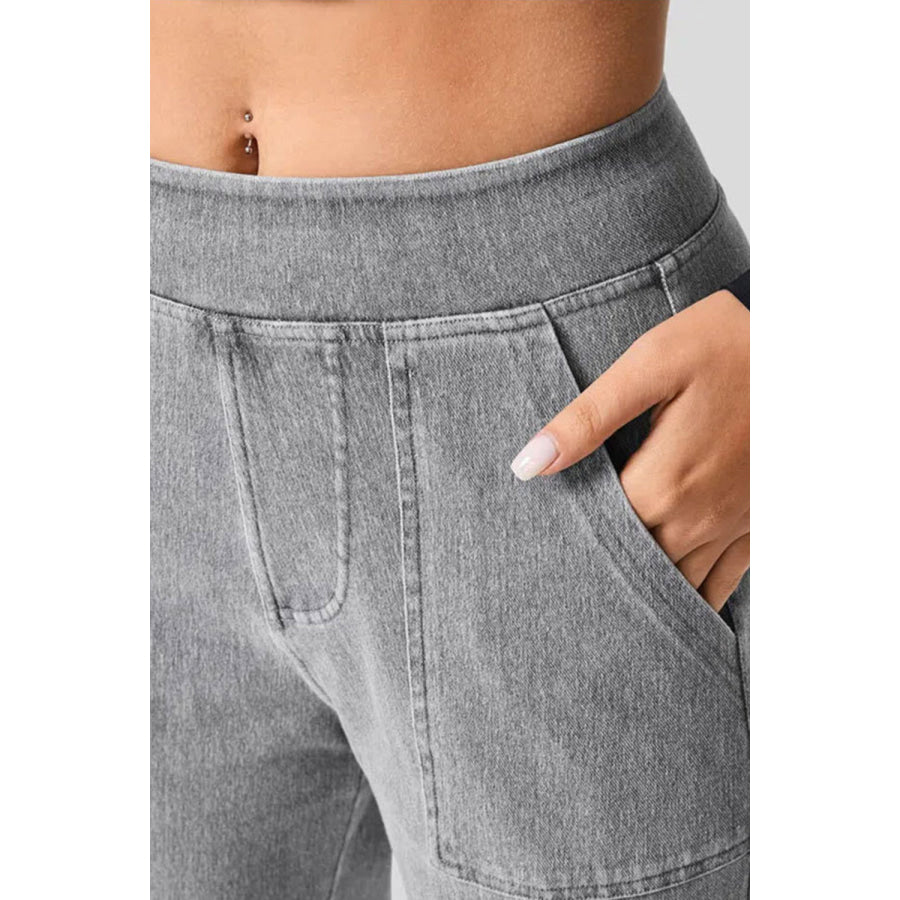 High Waist Straight Leg Cargo Jeans Apparel and Accessories