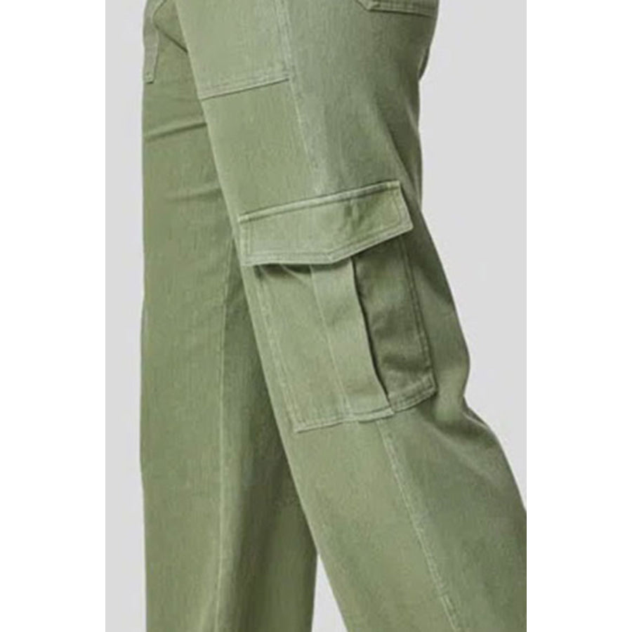 High Waist Straight Leg Cargo Jeans Apparel and Accessories