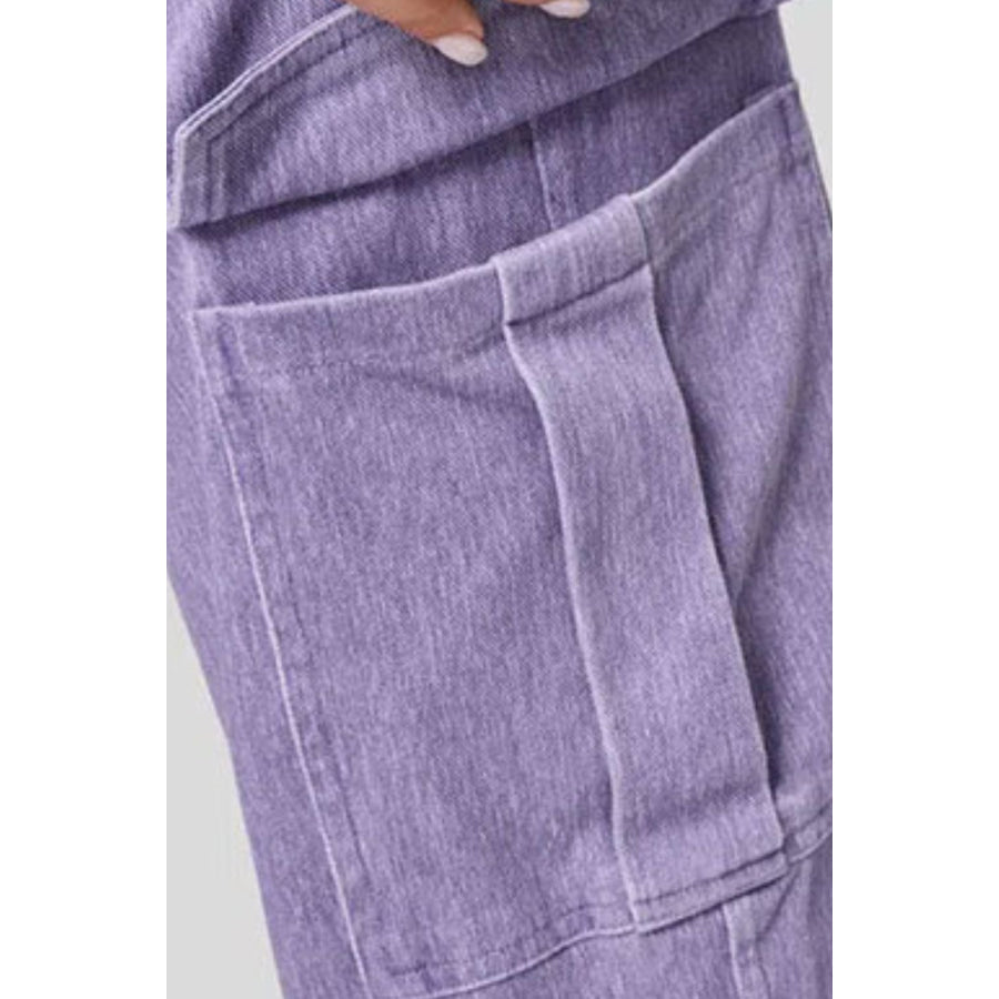 High Waist Straight Leg Cargo Jeans Apparel and Accessories