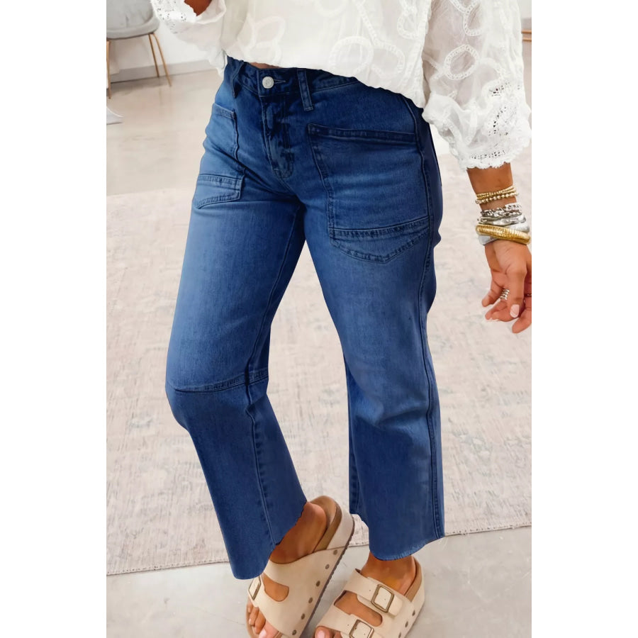 High Waist Straight Leg Jeans Apparel and Accessories