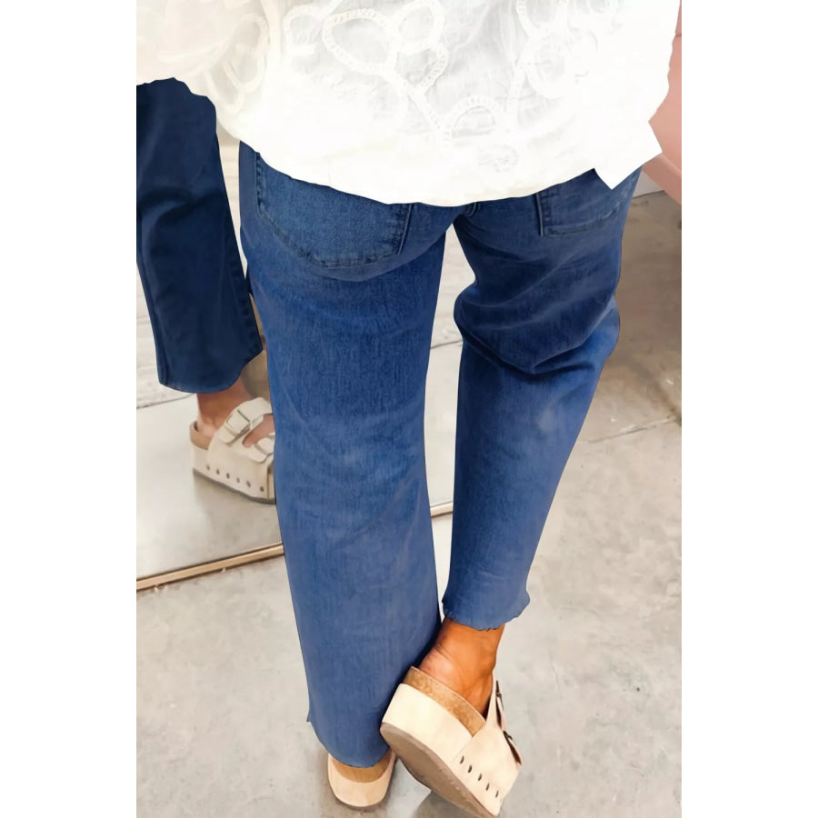 High Waist Straight Leg Jeans Apparel and Accessories