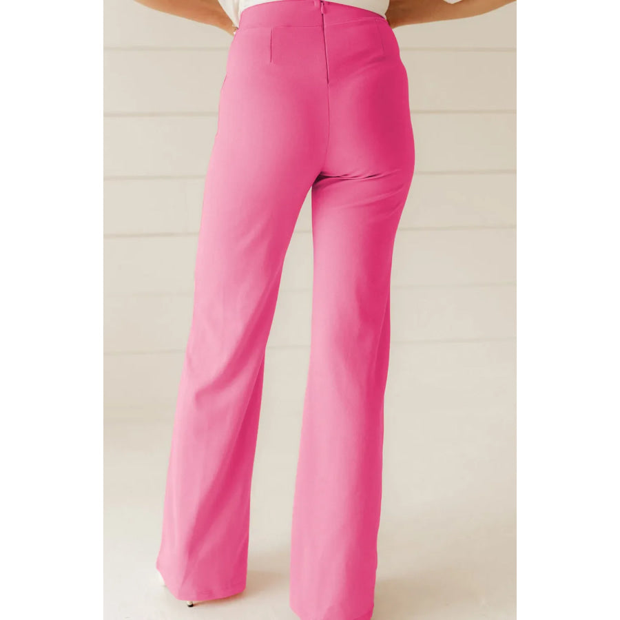 High Waist Straight Leg Pants Apparel and Accessories