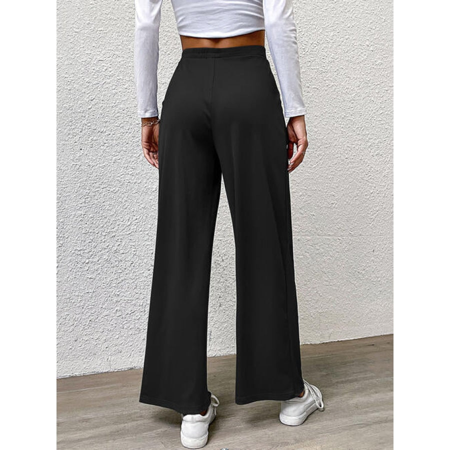 High Waist Straight Pants Black / S Clothing