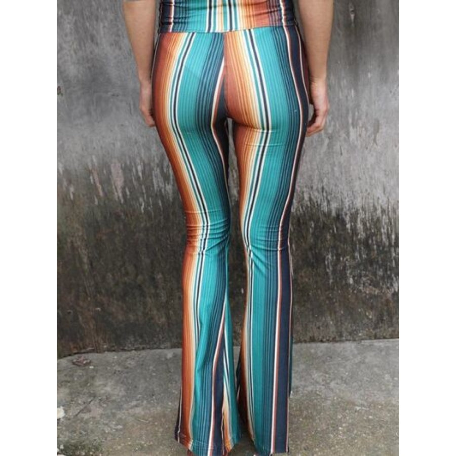 High Waist Striped Bootcut Pants Multicolor / S Clothing