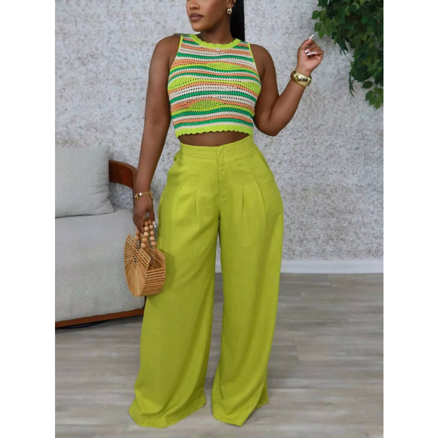 High Waist Wide Leg Flowy Pants Apparel and Accessories