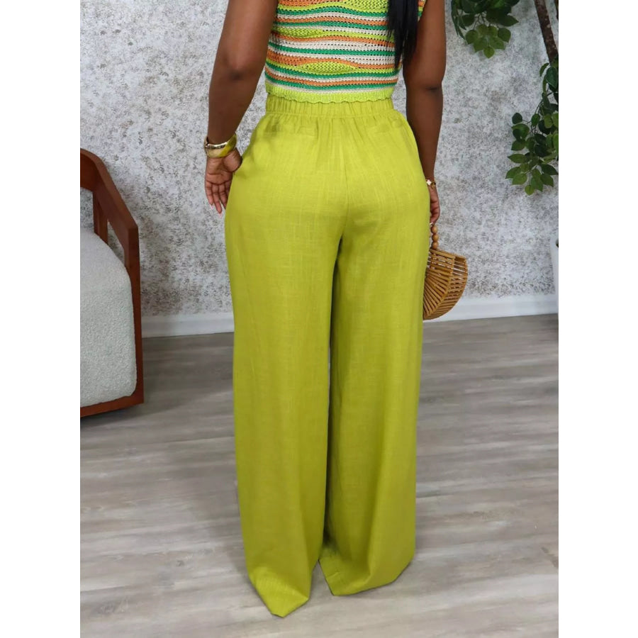 High Waist Wide Leg Flowy Pants Apparel and Accessories