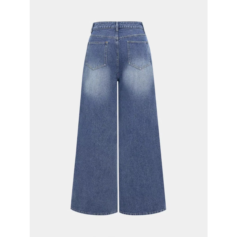 High Waist Wide Leg Jeans Blue / S Apparel and Accessories