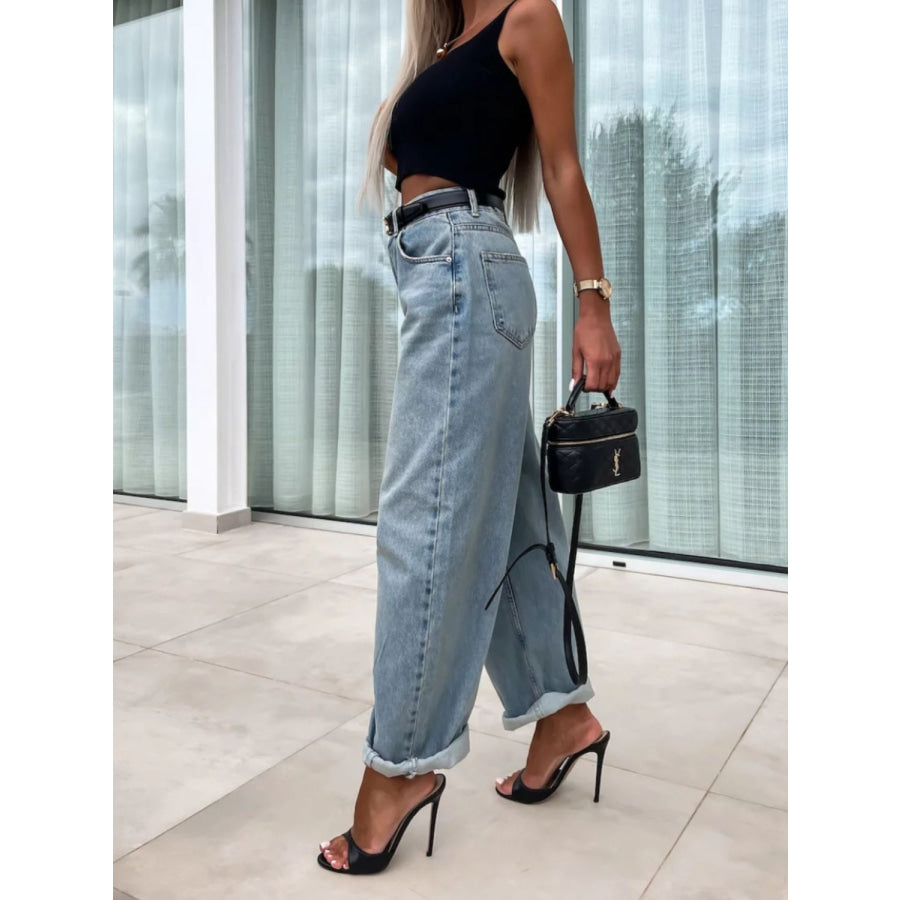 High Waist Wide Leg Jeans Apparel and Accessories