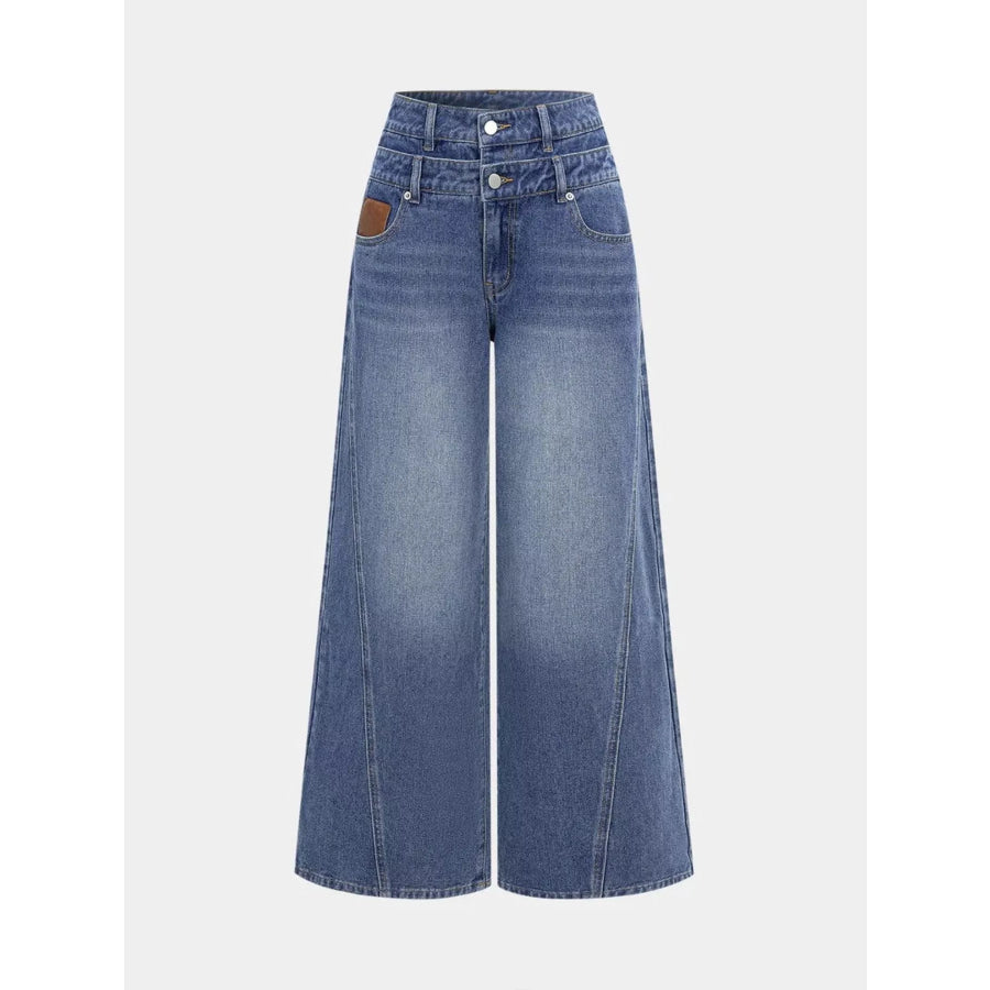High Waist Wide Leg Jeans Blue / S Apparel and Accessories