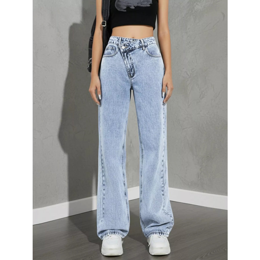 High Waist Wide Leg Jeans Light / XS Apparel and Accessories