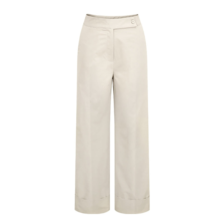 High Waist Wide Leg Pants Beige / S Apparel and Accessories