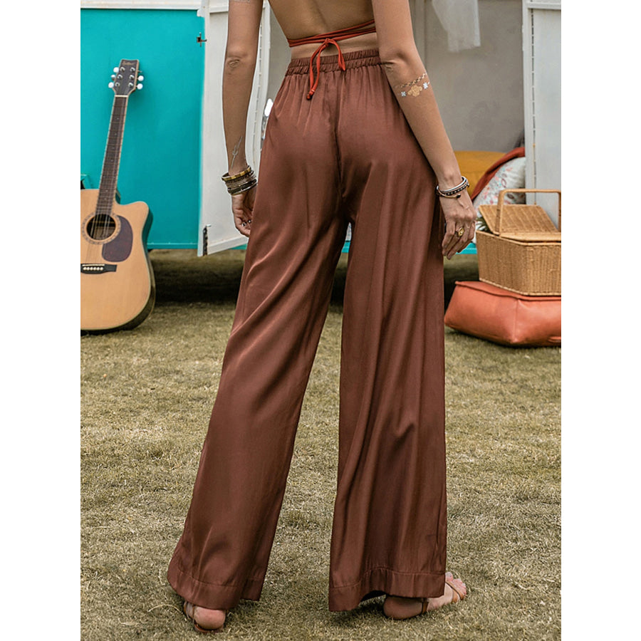 High Waist Wide Leg Pants Chestnut / S Apparel and Accessories
