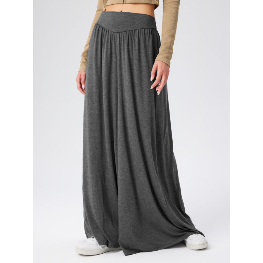 High Waist Wide Leg Pants Dark Gray / S Apparel and Accessories