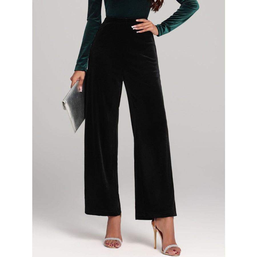 High Waist Wide Leg Pants Black / S Apparel and Accessories