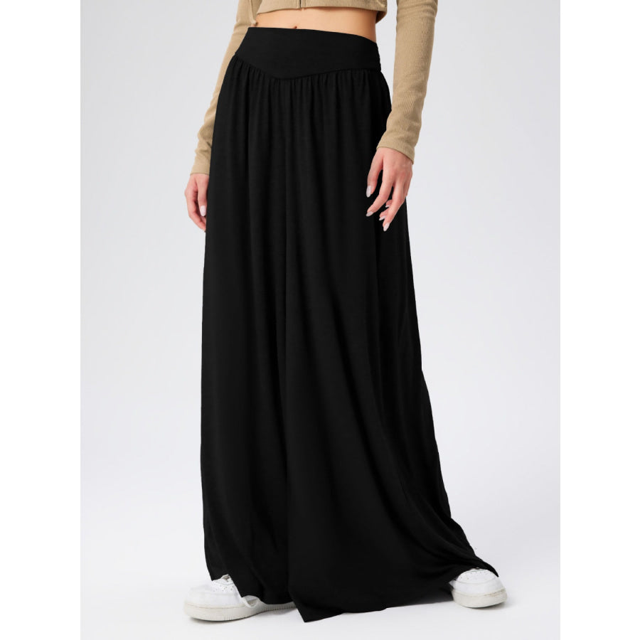 High Waist Wide Leg Pants Black / S Apparel and Accessories
