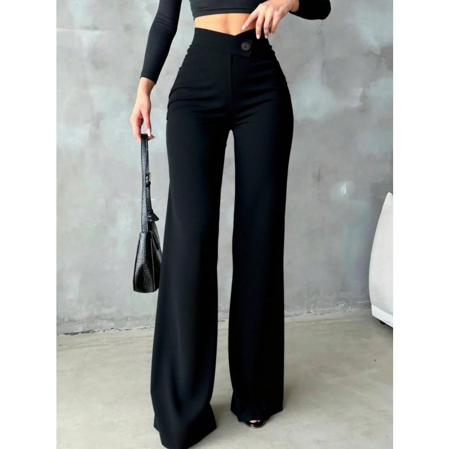 High Waist Wide Leg Pants Black / S Apparel and Accessories