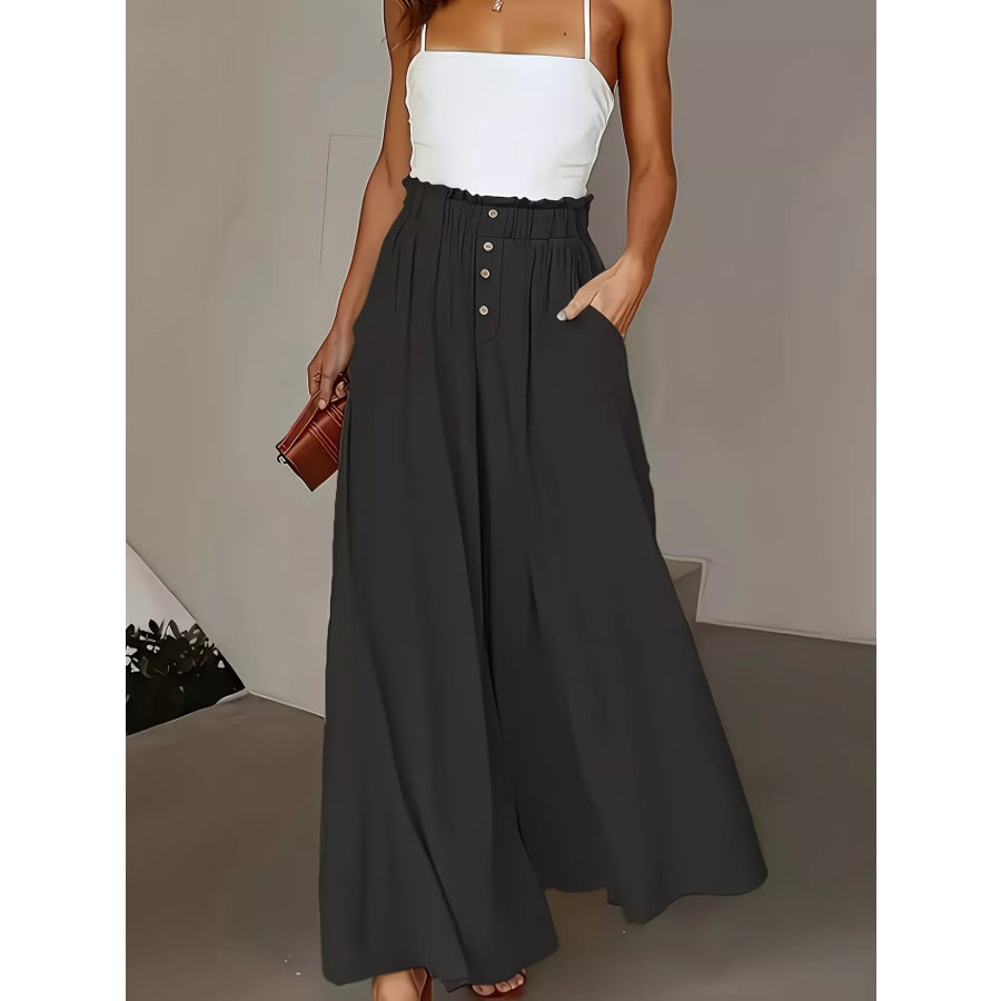 High Waist Wide Leg Pants Black / S Apparel and Accessories